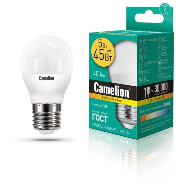 Лампа светодиодная Camelion 12028, E27, G45, 5Вт