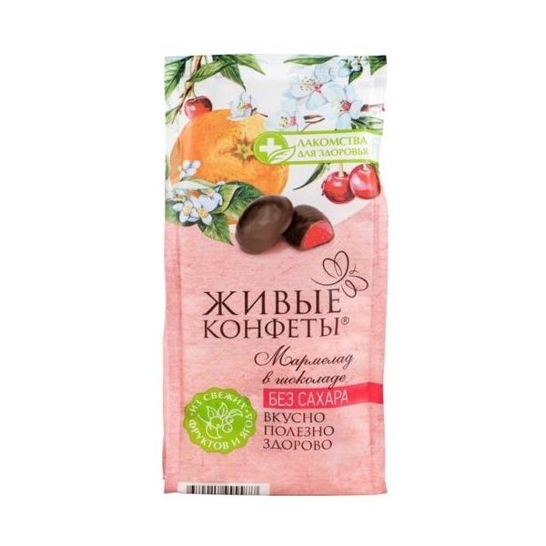 Мармелад Лакомства для здоровья В шоколаде Живые конфеты Вишня и апельсин 150 г