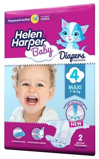 Helen Harper подгузники Baby 4 (7-18 кг) 2 шт.