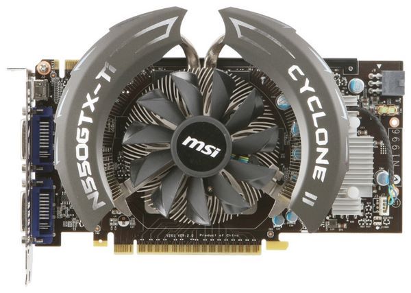 MSI GeForce GTX 550 Ti 950Mhz PCI-E 2.0 1024Mb 4300Mhz 192 bit 2xDVI Mini-HDMI HDCP Cyclone