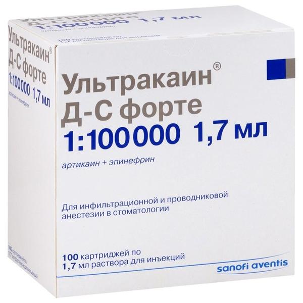 Ультракаин дс форте р-р д/ин. 1,7мл №100 (картридж)