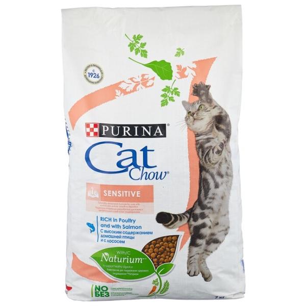 Корм для кошек CAT CHOW при чувствительном пищеварении, для здоровья кожи и шерсти, с лососем