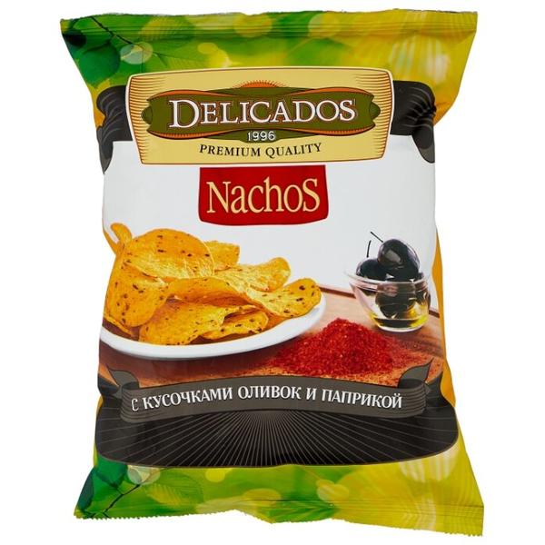 Чипсы Delicados Nachos кукурузные с кусочками оливок и паприкой