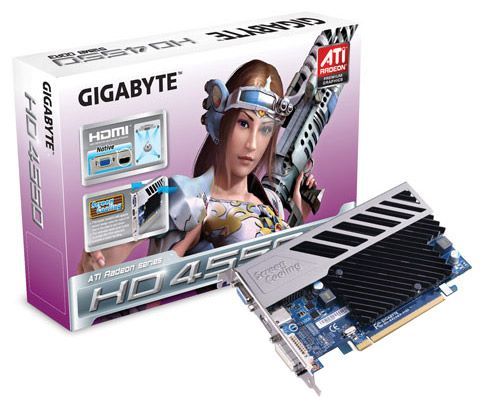 GIGABYTE Radeon HD 4550 600Mhz PCI-E 2.0 512Mb 1600Mhz 64 bit DVI HDMI HDCP Silent