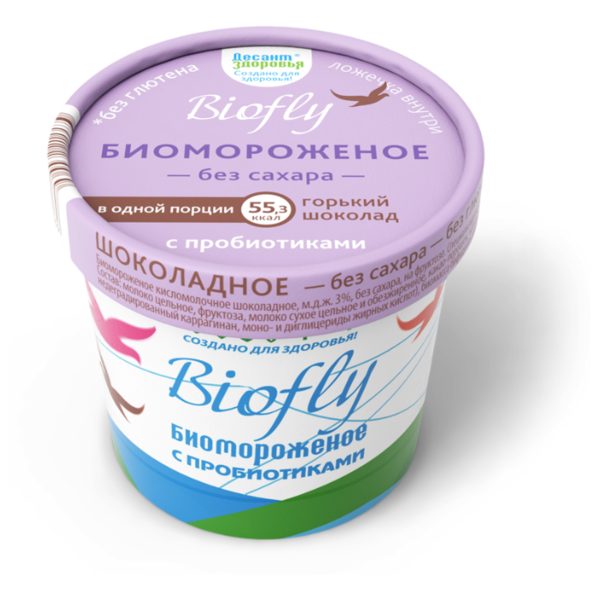 Мороженое Десант Здоровья молочное BioFly Горький шоколад, 45 г