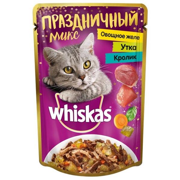 Корм для кошек Whiskas Праздничный микс с уткой, с кроликом 85 г (кусочки в желе)