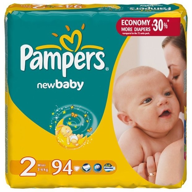 Pampers подгузники New Baby 2 (3-6 кг) 94 шт.