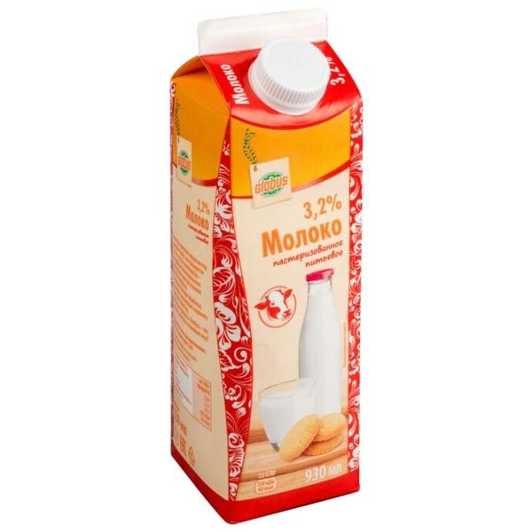 Молоко Globus пастеризованное питьевое 3.2%, 0.93 л