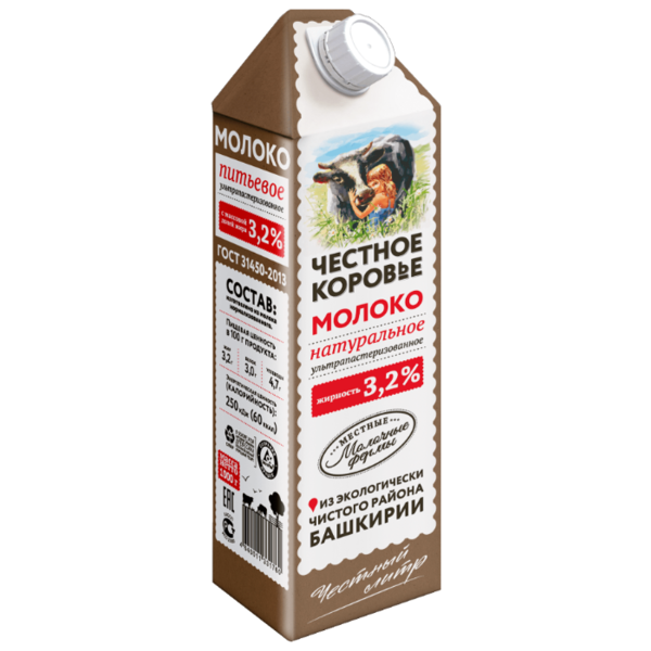 Молоко Честное коровье ультрапастеризованное 3.2%, 1 кг
