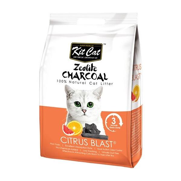 Комкующийся наполнитель Kit Cat Zeolite Charcoal Citrus Blast 4 кг