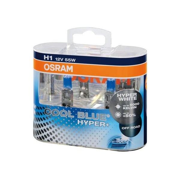 Лампа автомобильная галогенная Osram Cool Blue Hyper 62150CBH2 H1 55W 2 шт.