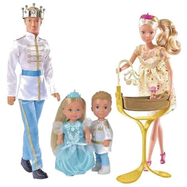 Набор кукол Steffi Love Королевская семья: Штеффи, Кевин, Еви, Тимми, 29 и 12 см, 5733184