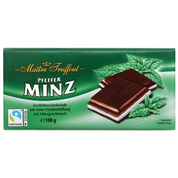 Шоколад Maitre Truffout Pfeffer Minz темный с помадной начинкой со вкусом мяты 50%