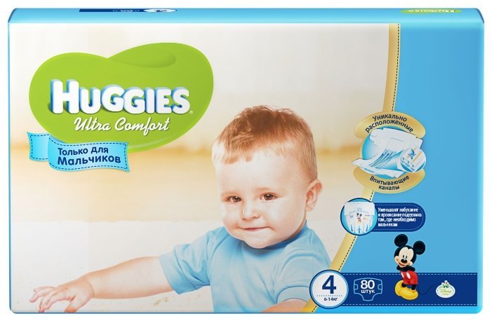 Huggies подгузники Ultra Comfort для мальчиков 4 (8-14 кг) 80 шт.