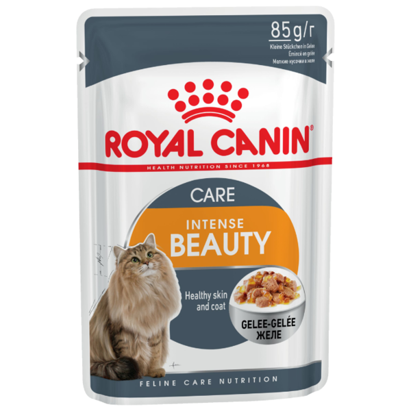 Корм для кошек Royal Canin Intense Beauty для профилактики МКБ, мясное ассорти, рыбное ассорти 85 г (кусочки в желе)