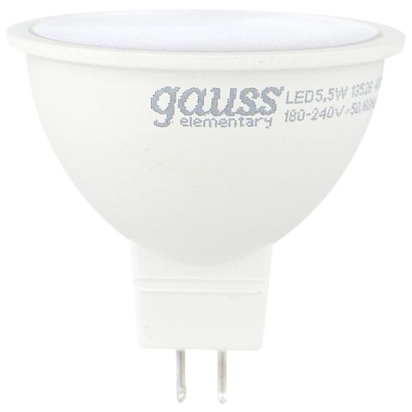 Упаковка светодиодных ламп 10 шт gauss 13526/16526, GU5.3, MR16, 5.5Вт