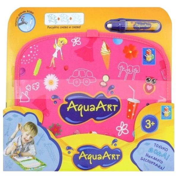 1 TOY Коврик AquaArt для рисования водой (разноцветный фон, чемоданчик) Т10157
