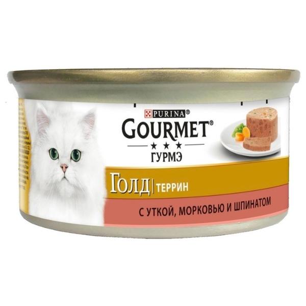 Корм для кошек Gourmet Голд с уткой и со шпинатом, с морковью 85 г (паштет)