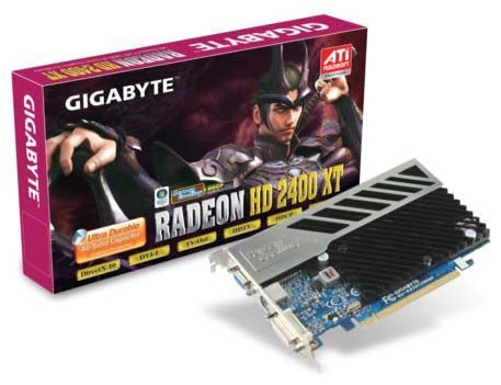 GIGABYTE Radeon HD 2400 XT 700Mhz PCI-E 256Mb 1600Mhz 64 bit DVI TV HDCP YPrPb