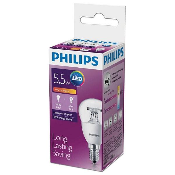 Лампа светодиодная Philips LED 2700K, E14, P45, 5.5Вт