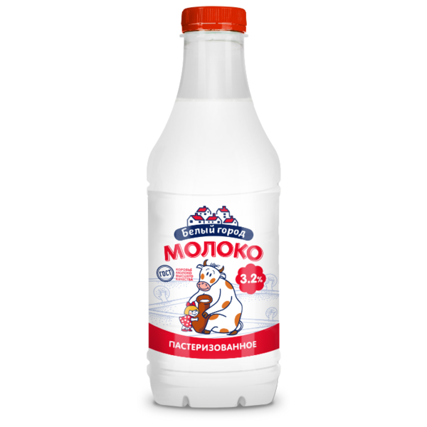 Молоко Белый город пастеризованное 3.2%, 0.93 л