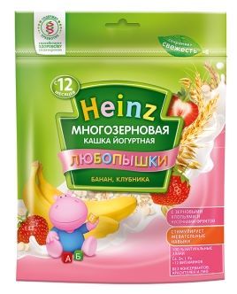 Heinz Любопышки молочная многозерновая йогуртная банан, клубника (с 12 месяцев) 200 г