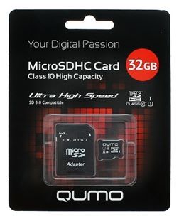 Qumo microSDHC Class 10 UHS-I U1 + SD adapter