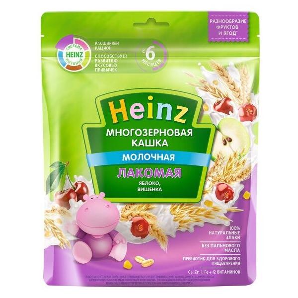 Каша Heinz молочная Лакомая многозерновая с яблоком и вишенкой (с 6 месяцев) 200 г