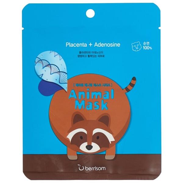 Berrisom Тканевая маска с экстрактом плаценты Animal Mask Series - Raccoon