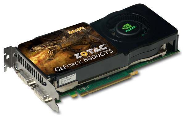 ZOTAC GeForce 8800 GTS 650Mhz PCI-E 2.0 512Mb 1940Mhz 256 bit 2xDVI TV HDCP YPrPb