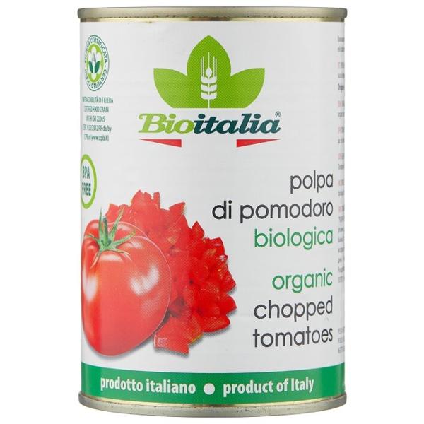 Томаты очищенные резаные в томатном соке Bioitalia жестяная банка 400 г