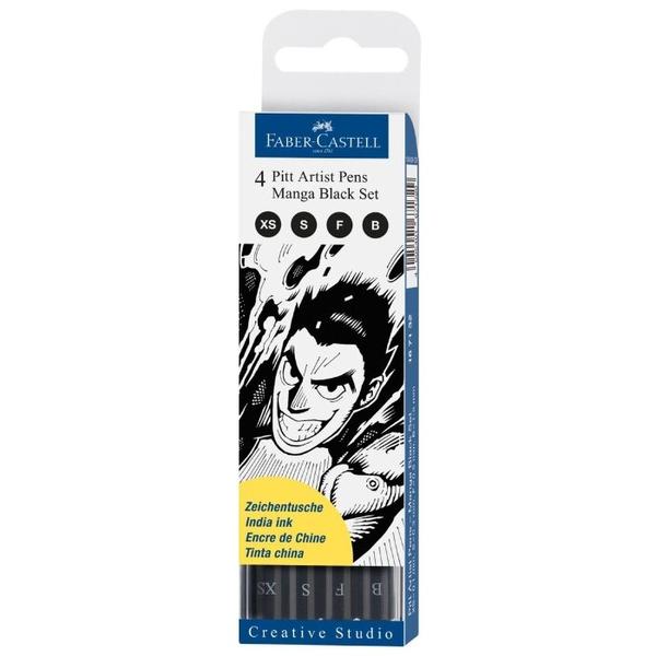 Faber-Castell набор капиллярных ручек Pitt Artist Pens Manga Black set, 0,1/0,3/0,5 мм 4 шт. (167132)