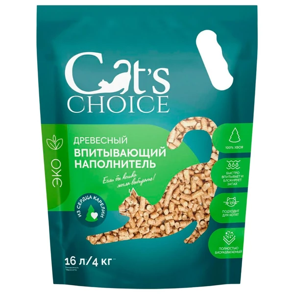 Древесный впитывающий наполнитель Cat's choice