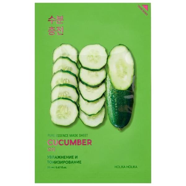 Holika Holika успокаивающая тканевая маска Pure essence mask sheet cucumber, огурец