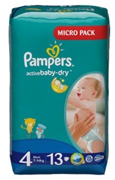 Pampers подгузники Active Baby-Dry 4 (7-14 кг) 13 шт.