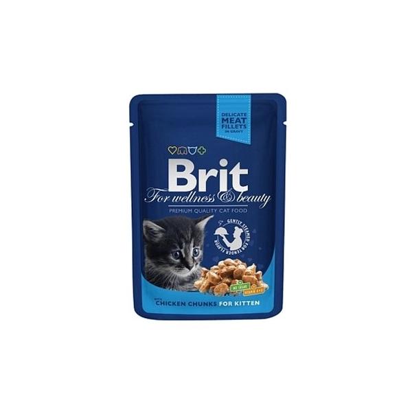 Корм для котят Brit Premium беззерновой, с курицей 100 г (кусочки в соусе)