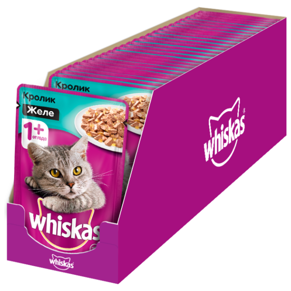 Корм для кошек Whiskas с кроликом 85 г (кусочки в желе)