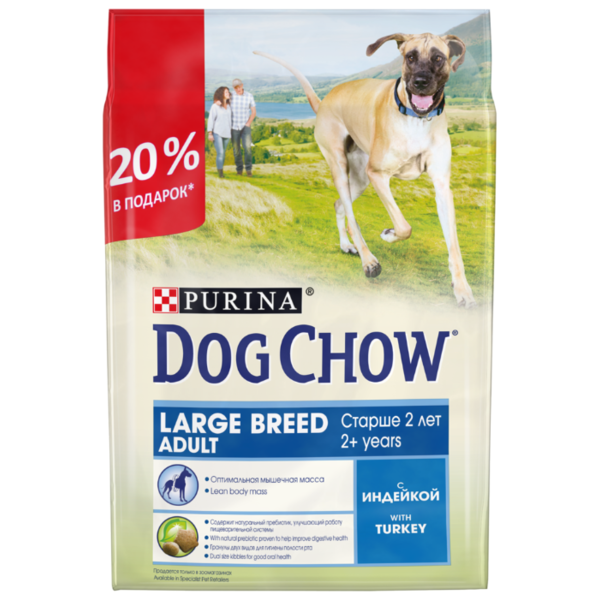 Корм для собак DOG CHOW для здоровья кожи и шерсти, индейка (для крупных пород)