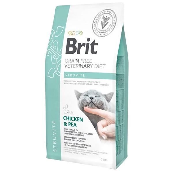 Корм для кошек Brit Veterinary Diet при лечении МКБ, беззерновой, с курицей и с горошком
