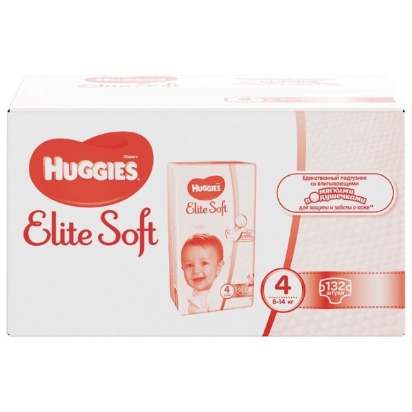 Huggies подгузники Elite Soft 4 (8-14 кг) 132 шт.