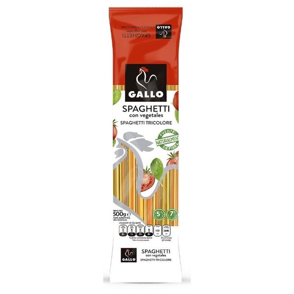 Gallo Макароны Spaghetti con vegetales трехцветные пшеничные с овощами, 500 г