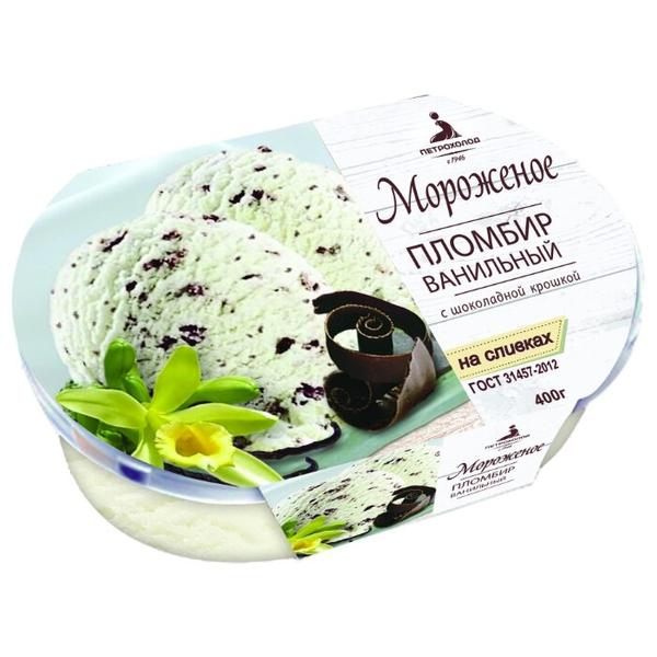 Мороженое Петрохолод пломбир ванильный с шоколадной крошкой, 400 г