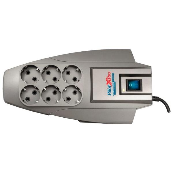 Сетевой фильтр Pilot XPro, серый, 6 розеток, 7 м, с/з, 10А