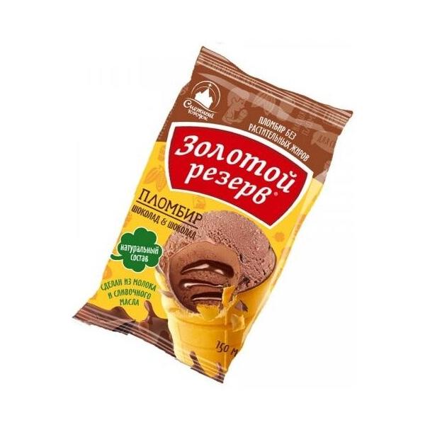 Мороженое Снежный городок Золотой резерв пломбир шоколадный, 80 г