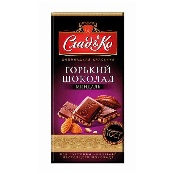 Шоколад СладКо Горький с дробленым миндалем