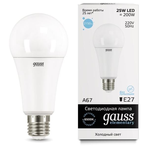 Лампа светодиодная gauss 73225, E27, A67, 25Вт