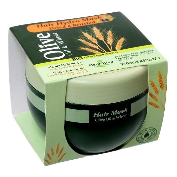 HerbOlive Маска для волос с пшеницей для сухих волос увлажнение и питание