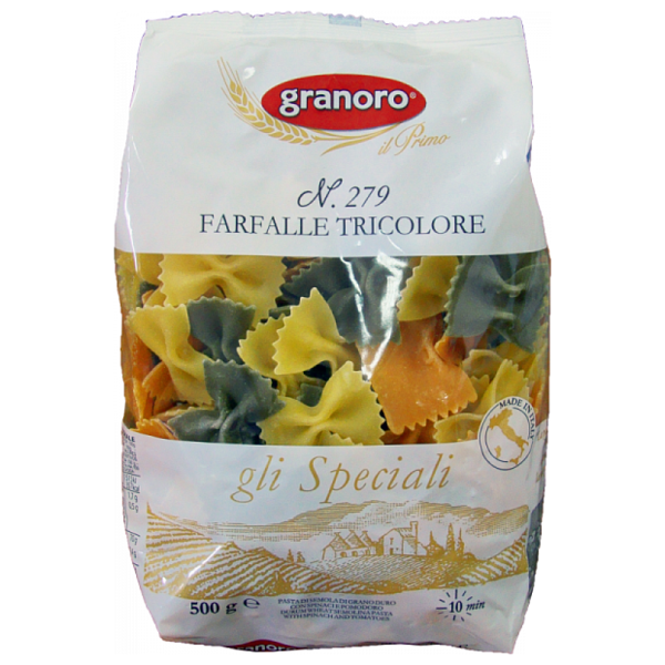 Granoro Макароны gli Speciali Farfalle Tricolore n. 279, 500 г