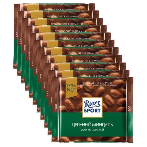 Шоколад Ritter Sport Extra Nut молочный цельный миндаль