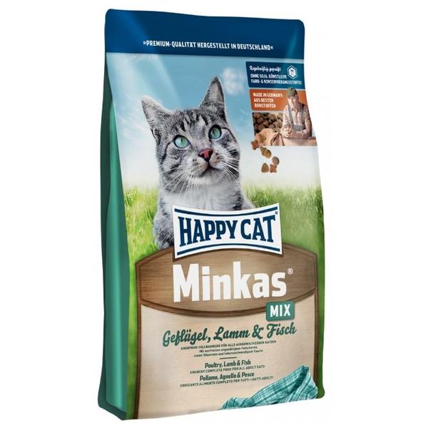 Корм для кошек Happy Cat Minkas Mix с ягненком, с птицей, с рыбой
